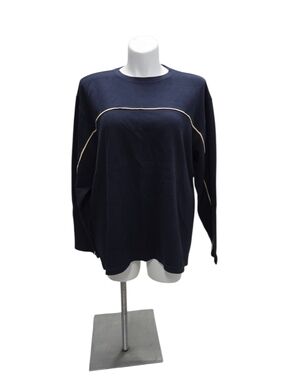 Vintage Cherokee XL Classic Navy Long-Sleeve Top with Contrast Piping